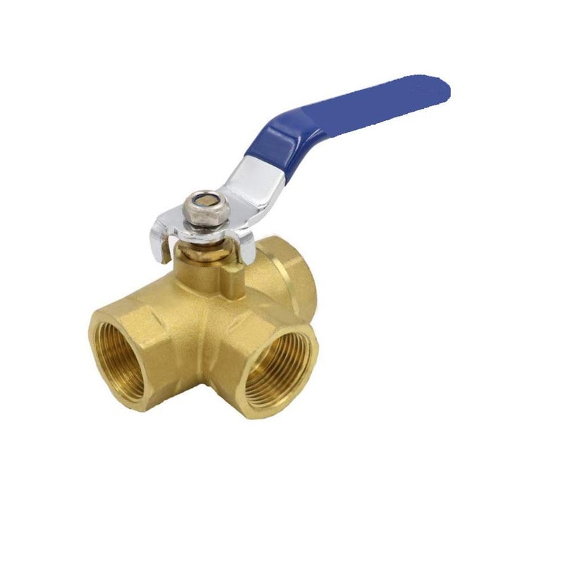 Flylock 1/4" 3-Way (L-Port) NPT Female Brass Ball Valve with Seal Tape - Image 1